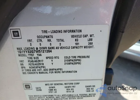 1998 Chevrolet Corvette из США, поврежденный, VIN 1G1YY32G7W5121264